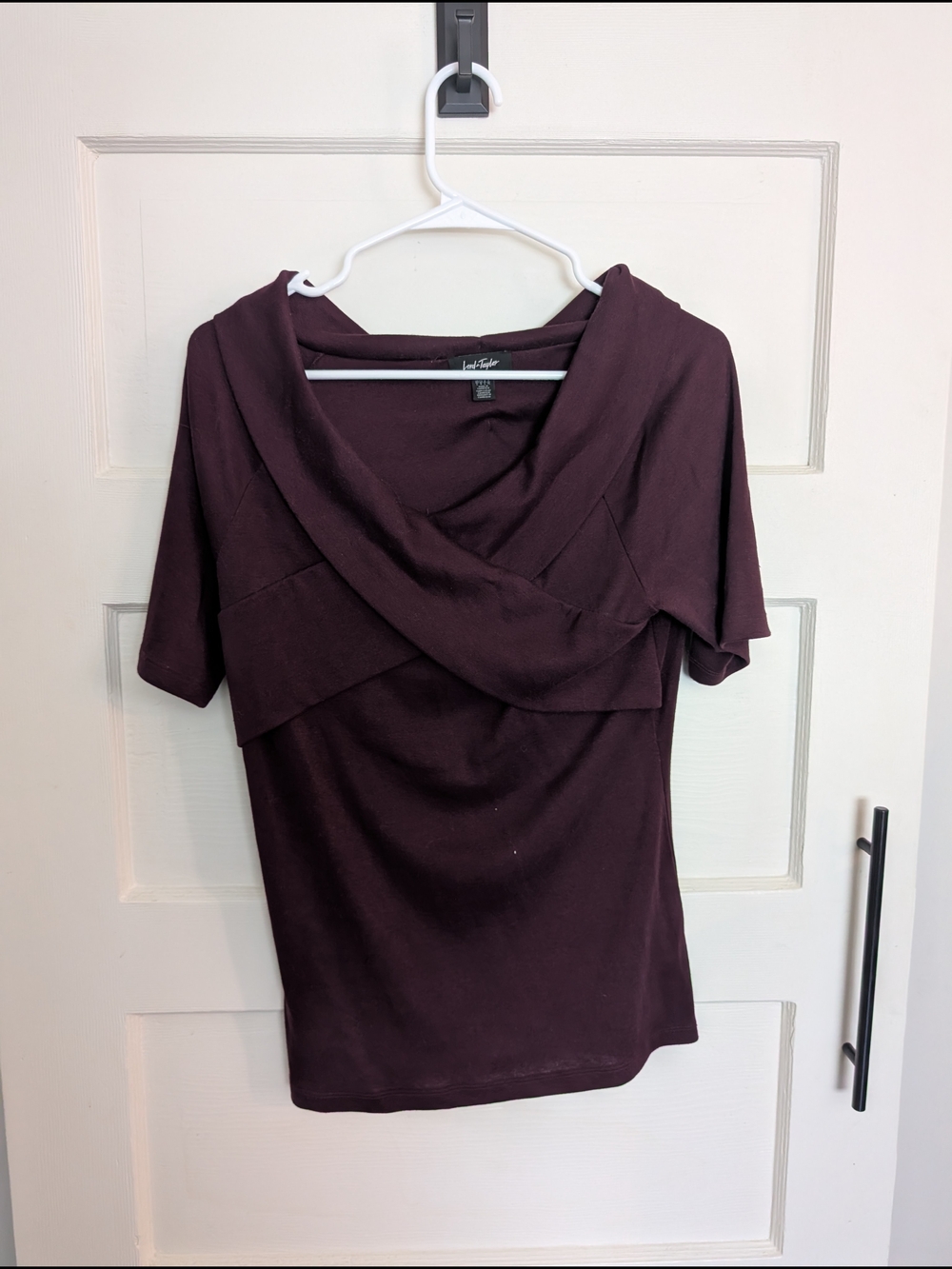 Lord And Taylor Plum Off Shoulder Short-Sleeve Top